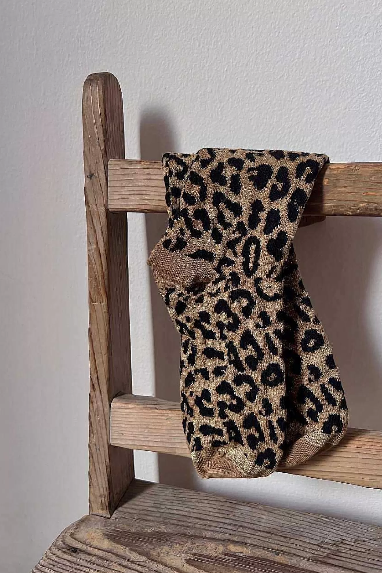 Mujer MICUIR Calcetines Leopardo Glitter Dorado Y Negro