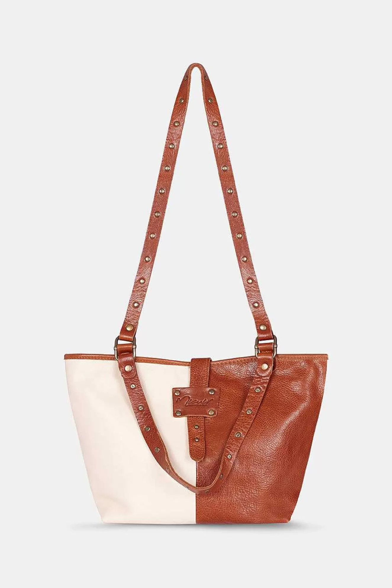 Mujer MICUIR Capazo Pequeno Bicolor Crema Y Cuero
