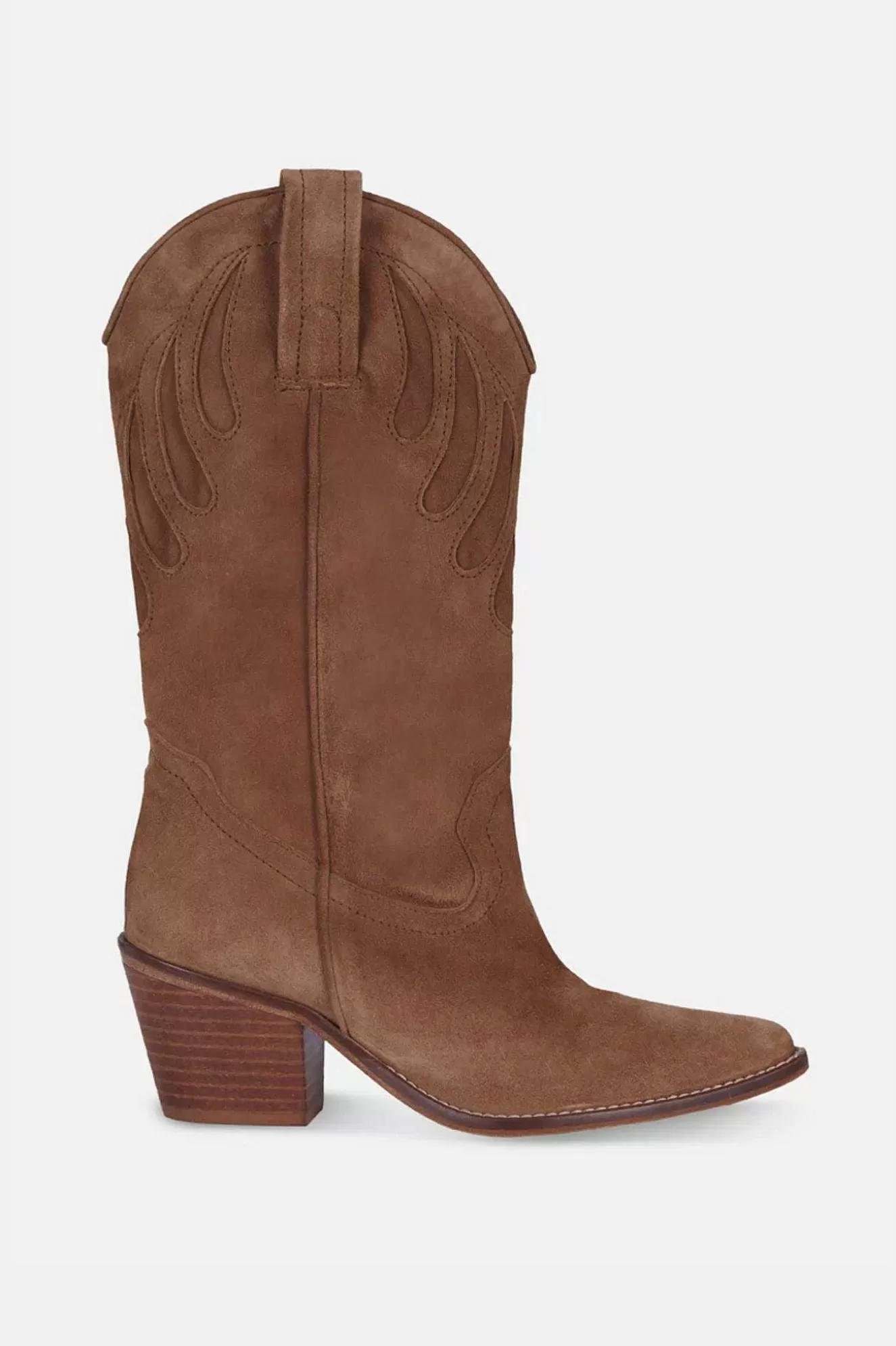 Mujer MICUIR Mestizo Boots Tacón Ante Taupe 7Cm